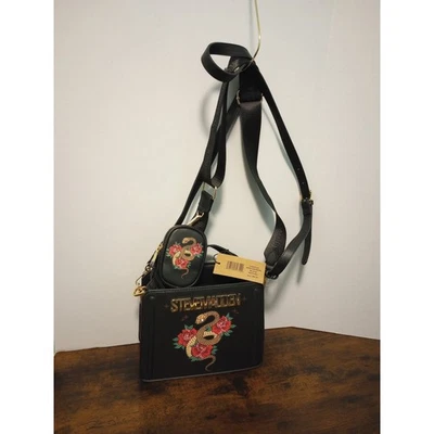 Steve Madden новый с Ярлыками черный через плечо сумка с монета мешок змея цветы - Изображение 1 из 4