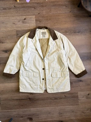 LL Bean Chaqueta Para Hombres XL Beige Pana Cuello Tareas Granero Abrigo Aislado Ropa de Trabajo Foto 1 de 4