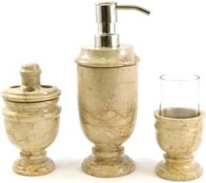 Sahara Beige Marmor 3 Stück Badezimmer Accessoires Set von Siberian Collection - Bild 1 von 2