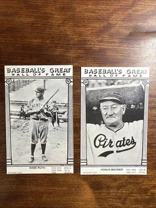 2 - Tarjeta de exposición 1977 El gran salón de la fama del béisbol Honus Wagner y Babe Ruth - Imagen 1 de 2