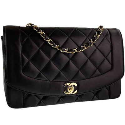 CHANEL Matelasse Diana Lambskin Leather Black Chain Shoulder bag 3649 - Image 1 of 4