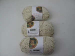Lot of 3 Lion Brand Yarns Recycled Cotton beige Shades Sand - Picture 1 of 8