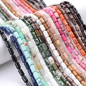 Cuentas sueltas cilíndricas turquesas cilíndricas naturales para hacer joyas hágalo usted mismo - Imagen 1 de 44