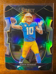2022-23 Panini Select Justin Herbert #14 Concourse negro verde troquelado Prizm - Imagen 1 de 2