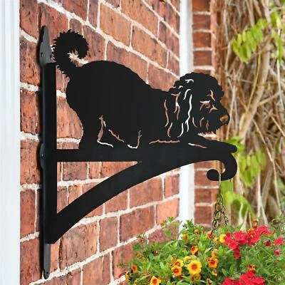 BLACK COUNTRY METAL WORKS Playful Cockapoo Iron Hanging Basket Bracket