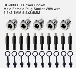 DC-099 DC Steckdose Stecker Buchse Stecker Buchse mit Kabel 5,5x2,1mm 5,5x2,5mm - Picture 1 of 22