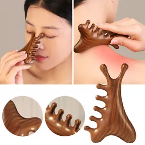 1/2Pcs Natural Sandalwood Head Meridian Massage Comb Gua Sha Scalp Face Neck UK - Picture 1 of 12