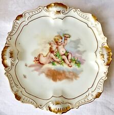 Delightful c1891 A. Lanternier Limoges Cherub Cabinet Plate, Factory Decorated