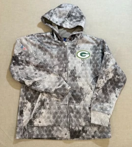 Green Bay Packers Reebok NFL Sweater Boys M Gray Full Zip Long Sleeve Hoodie. - Picture 1 of 10