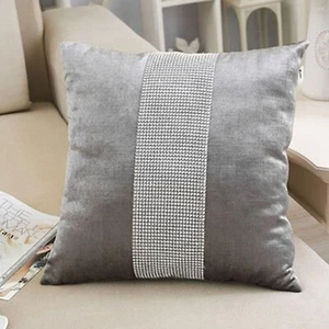Pack of 2 Grey Matching Sequin Pillow Covers, Sparkly Rhinestone Decor Sofa T... - Picture 1 of 6