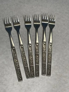 6 Cocktail Forks Northland Stainless Korea SPRING FEVER Vintage Flatware - Picture 1 of 8