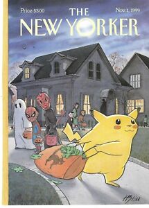 Original New Yorker Magazine  Cover Only November 1 1999 Pikachu Halloween
