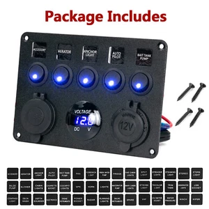 Panel de interruptor basculante de encendido/apagado LED 12V de 5 velocidades coche camión barco marina caja de fusibles en línea - Imagen 1 de 8