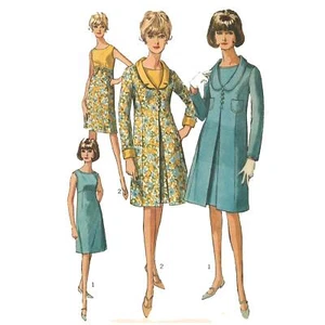 1960s Muster, Damen Mantel Kleid & Mantel - Büste = 81.3cm (81.3cm) - Picture 1 of 2