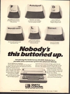 Escritora de autospelio de colección publicitaria impresa anuncio Smith Corona XD8000 palabra derecha - Imagen 1 de 1