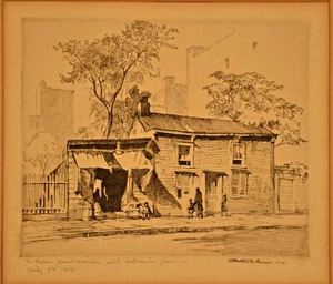 CHESTER PRICE Original Vintage Signed House Cityscape Landscape Drypoint Etching - Picture 1 of 12