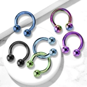 Piercing Ear Teton Horseshoe Titanium Balls - Picture 1 of 7