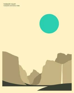 Poster - Yosemite National Park, Yosemite Valley, Minimal Retro Modern, 4 Sizes - Picture 1 of 21