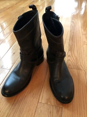 BELSTAFF Negro CUERO ENVEJECIDO CORTO Moto BOTAS MOTERAS Zapatos Talla 7 EU 37 Italia Foto 1 de 4