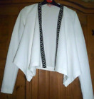 Jaune Rouge, Paris' White Textured, Unlined Short Jacket, Waterfall Hem, Size 10