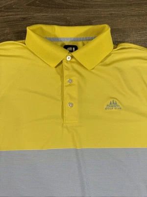 Footjoy Mens Shirt Large Yellow Blue Golf Polo Stripe Logo Embroidered Club - Image 1 of 4