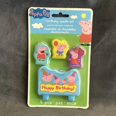 Juego de velas de cumpleaños Peppa Pig artículo de diseño 4 piezas adorno de pastel de fiesta nuevo vintage Foto 1 de 4