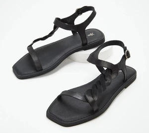 Frye Leder geflochten Sydney Sandalen schwarz 8 neu - Bild 1 von 1