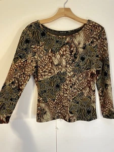 Vintage Whimsy Goth Top Medium Paisley Stretch Boho Moody Slinky Y2K Jaipur - Picture 1 of 9