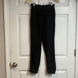 H&M Womens Linen Viscose Elastic Waist Straight Leg Ankle Pants Black Size 2 - Picture 1 of 10
