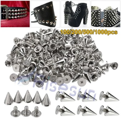 100-1000 x металлический мешок запонки конус панк шип пятна заклепки винт пули кожи DIY - Изображение 1 из 4