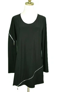 NWT Joseph Ribkoff Zipper Tunic Top Size 12 Black Zipper Accented Stretch - Picture 1 of 7