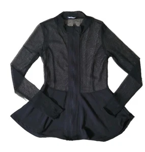 Fashion Nova Sheer Peplum Top Womens XL Black Full Zip Business Boho Grunge - Bild 1 von 12