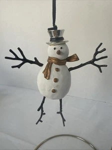 Michael Aram Snowman Ornament Christmas Silver Top Hat Stick Arms Legs - Picture 1 of 9
