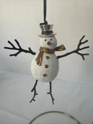 Michael Aram Muñeco de Nieve Adorno Navidad Plata Sombrero Palo Brazos Piernas Foto 1 de 4