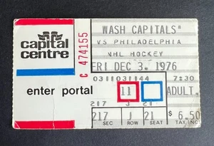 Boleto de colección 1976 NHL Philadelphia Flyers vs Washington Capitals 12/3/76 - Imagen 1 de 2