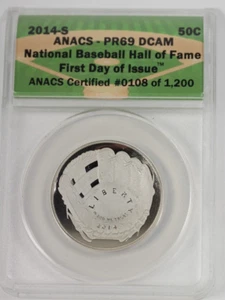 2014-S Baseball HOF Commemorative Half Dollar : ANACS PR69DCAM - Picture 1 of 4
