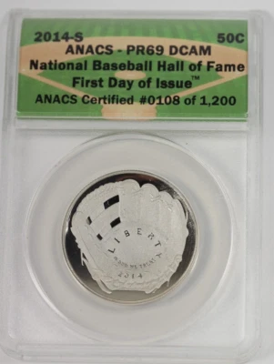 2014-S Baseball HOF Commemorative Half Dollar : ANACS PR69DCAM - Image 1 of 4