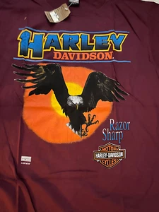 VINTAGE-T-SHIRT HARLEY, INDIAN,BIKER -MEDIUM- OFFICICALLY LICENSED Grey--Kids - Picture 1 of 2