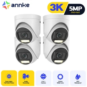 ANNKE 4PC HD 5MP Audio CCTV Security Camera Outdoor Color Night Vision IP67  - Picture 1 of 13