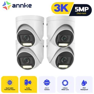 Cámara de seguridad ANNKE 4 PIEZAS HD 5MP audio CCTV exterior color visión nocturna IP67 Foto 1 de 4