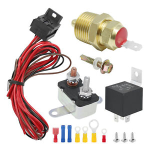 Electric Engine Fan Thermostat Temperature Switch Relay Switch Sensor Kit 3/8"
