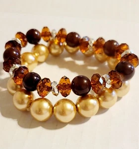 Bernstein & Gold Perlen Armband - Bild 1 von 7