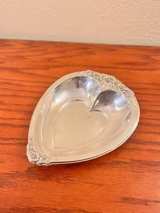 Vintage International Company Silver Plate Heart Dish Plated Bowl Ornate Plate - Picture 1 of 5