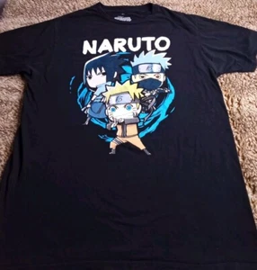 Naruto Shippuden T-Shirt Ripple Junction Black Sasuke Kakashi Adult Size L - Picture 1 of 5