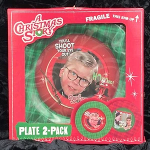 A Christmas Story 11" Plate Set "You'll Shoot Your Eye Out" "Triple Dog Dare Ya" - Picture 1 of 2