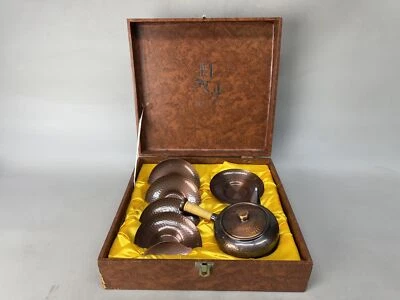 Y8635 KYUSU bule de cobre caixa assinada Japão antiga cerimônia do chá sencha - Imagem 1 de 4