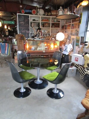 VTG Mid Century Chromcraft Smoke Lucite and Chrome with Glass Table Top Dining - Image 1 of 4