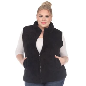White Mark Plus Size Zip-Up Sherpa Vest - Picture 1 of 40