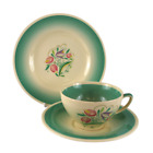 Susie Cooper Dresden Sprays Tea Trio Cup Saucer plate Green Kestrel Vintage