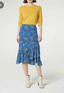 LK Bennett Florentin blue iris silk wrap skirt UK12 Immaculate Worn Once Toast - Picture 1 of 14